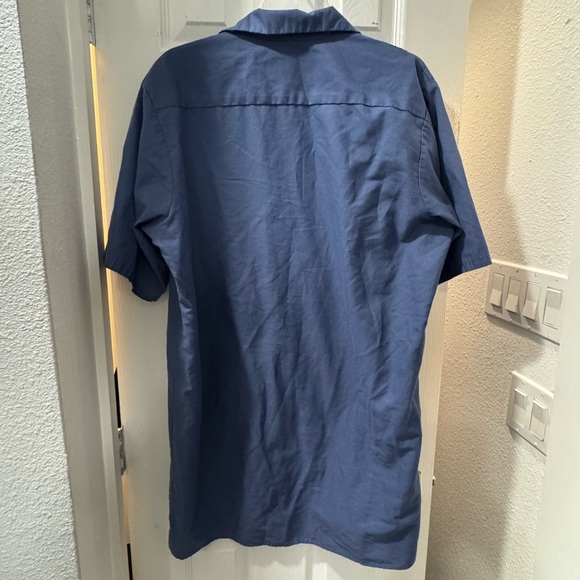 4/$15 RED KAP Industrial Work Blue Button Down Shirt LARGE - Picture 3 of 3